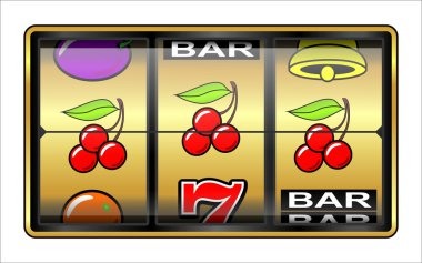 Slot game interface showing reels and payout table